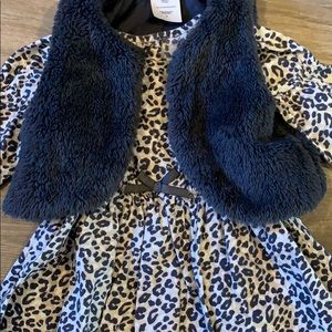 Leopard Dress with Fur Vest